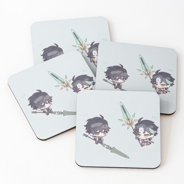 Item preview, Genshin Impact Chibi Xiao and Zhongli designed and sold by NewEraMutant.