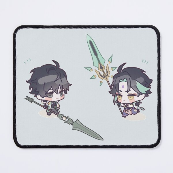 Item preview, Genshin Impact Chibi Xiao and Zhongli designed and sold by NewEraMutant.