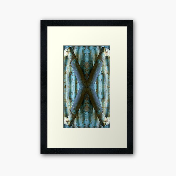 Abstract Pipes on Vertical Corrugated Iron  - by Avril Thomas Framed Art Print