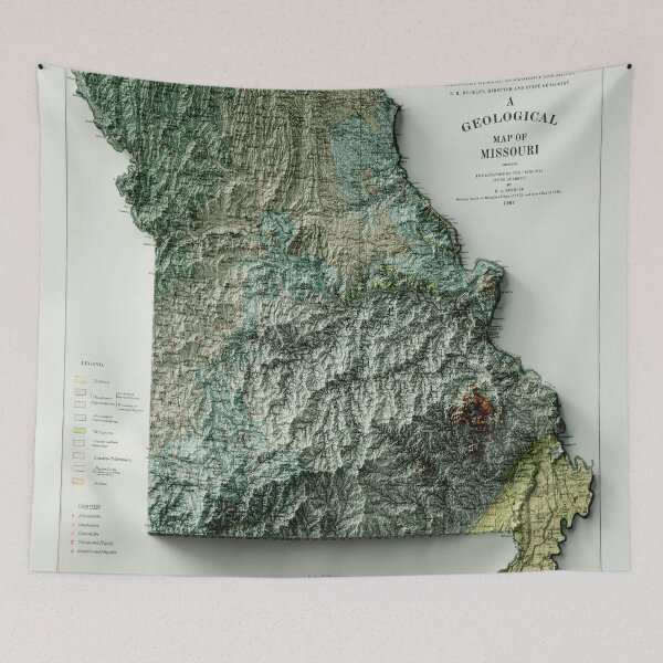 Item preview, 1904 Missouri Relief Map 3D digitally-rendered designed and sold by ThinkAboutMaps.