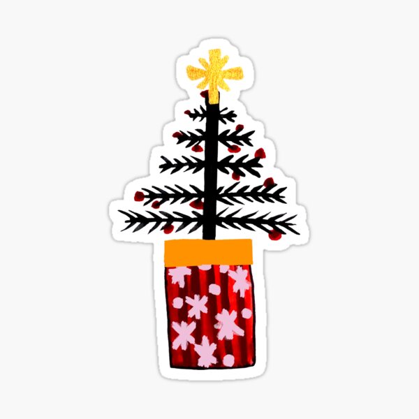 Tree with Holly Sticker