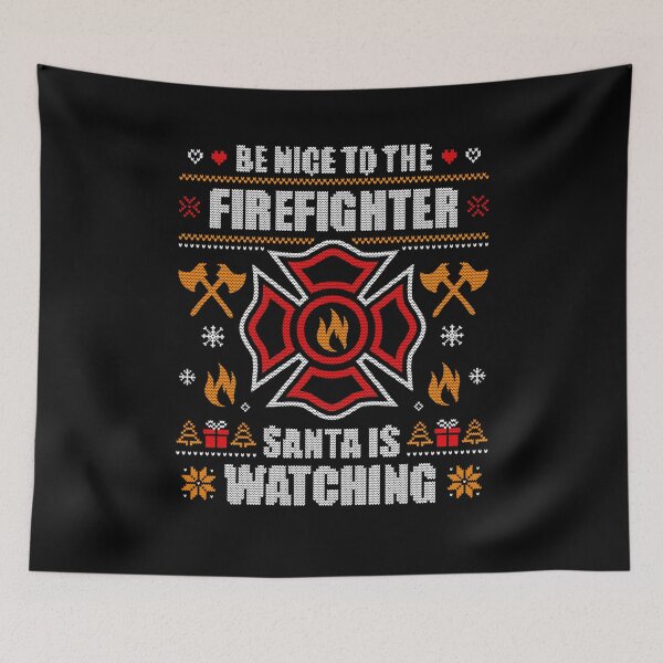 Item preview, Proud Job Be Nice To The Firefighter Ugly Christmas Sweater Fireman designed and sold by LKTankdesign.