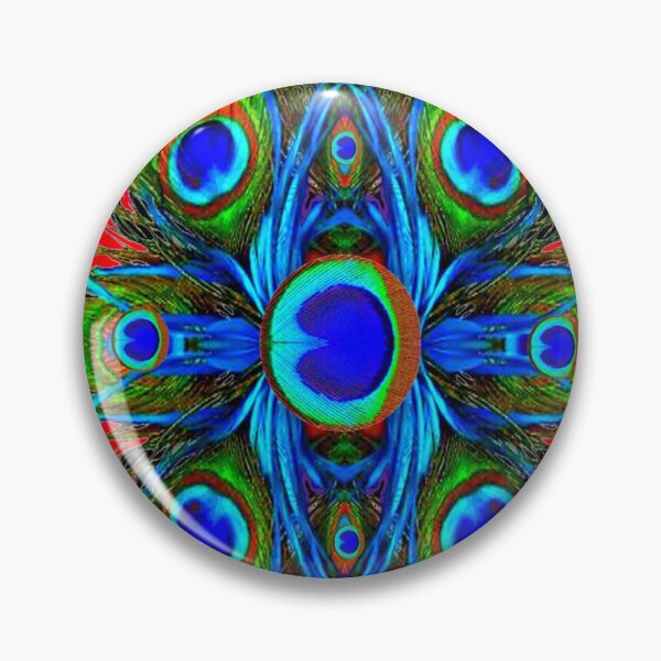 Item preview,   BLUE ABSTRACT PEACOCK FEATHERS RED ART designed and sold by sharlesart.