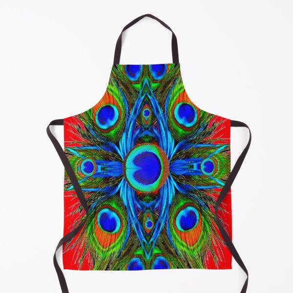 Item preview, BLUE ABSTRACT PEACOCK FEATHERS RED ART designed and sold by sharlesart.