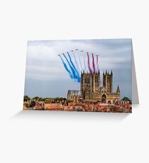 Red Arrows over Lincoln Cathedral Greeting Card