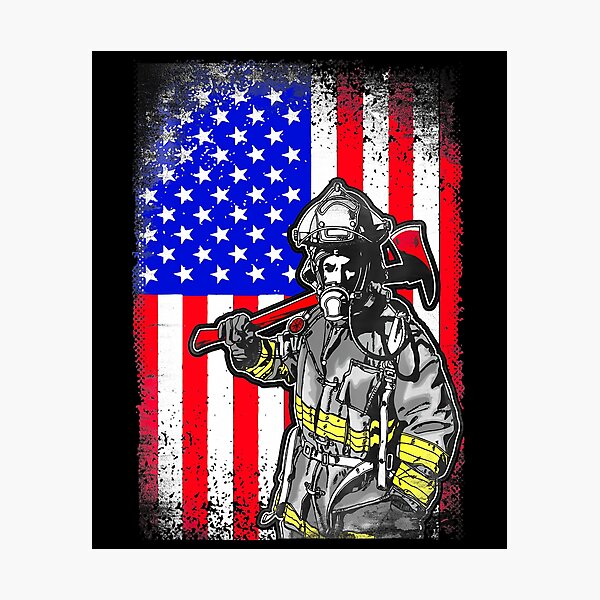Item preview, Proud Job Firefighter American Flag Line Red Firefighting Fireman designed and sold by LKTankdesign.