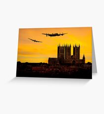 Two Lancasters over Lincoln cathedral Greeting Card