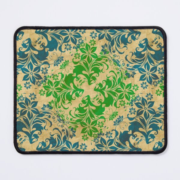 Item preview, Aged vintage antique Damask blue green designed and sold by Kelly Thompson.
