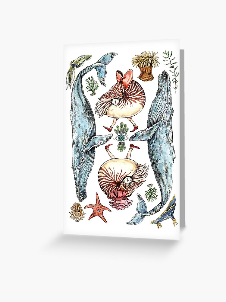 Thumbnail 1 of 2, Greeting Card, The sea members card designed and sold by KiyomiInoue.