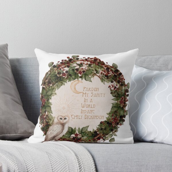 Item preview, Emily Dickinson Quote on Mental Health in a Watercolor Blackberry Wreath with watercolor Barn Owl designed and sold by Monica Laipple.