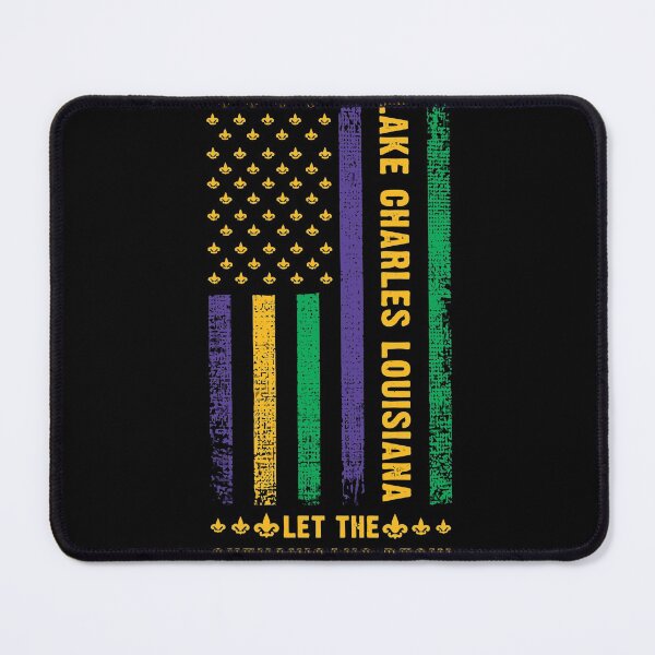 Item preview, Mardi Gras Lake Charles Louisiana Fleur-De-Lis American Flag designed and sold by sabinacsnm.