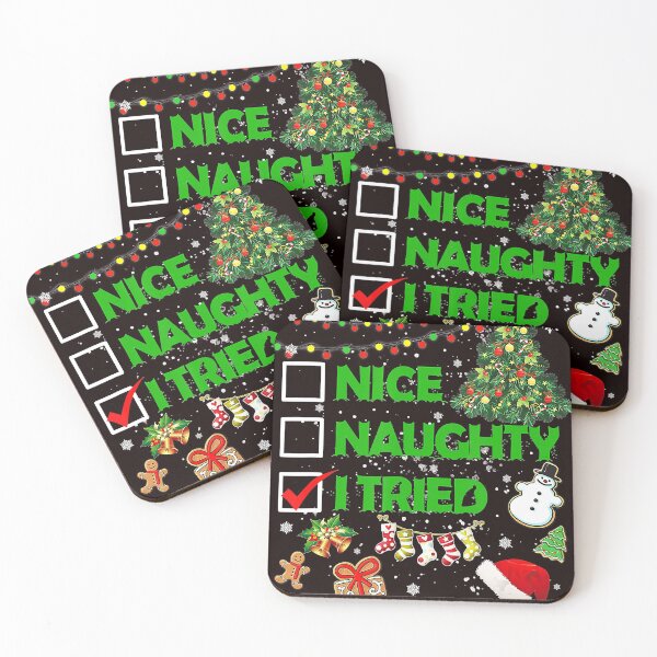 Item preview, Christmas Nice Naughty I Tried Xmas Tree Light Pajamas designed and sold by BrandyBare.