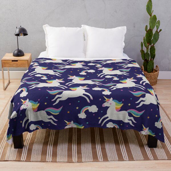 Item preview, Unicorns, clouds, rainbows, stars on blue designed and sold by HolliuxGift.