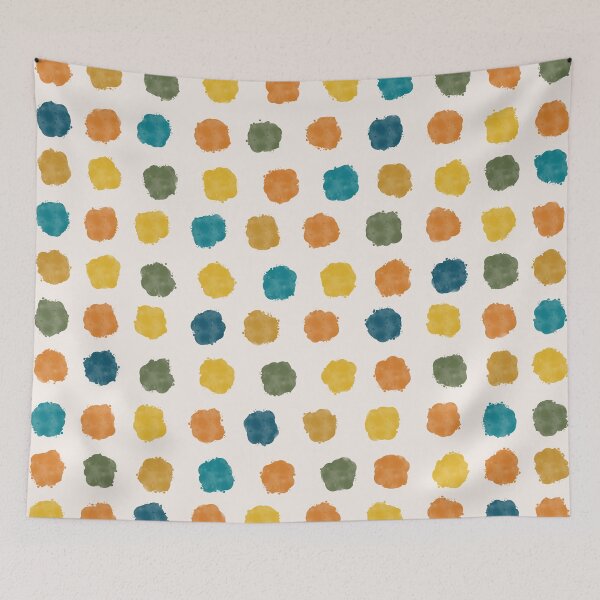 Item preview, Cheerful Painted Dot Pattern in Moroccan Orange Ochre Teal Blue Cream  designed and sold by kierkegaard.