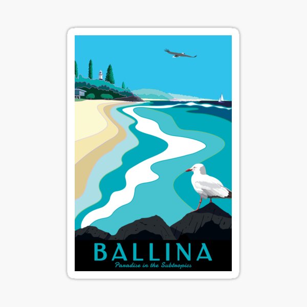 Item preview, Ballina Vintage Style Travel Art - Near Byron Bay, Australia designed and sold by Jazznote.