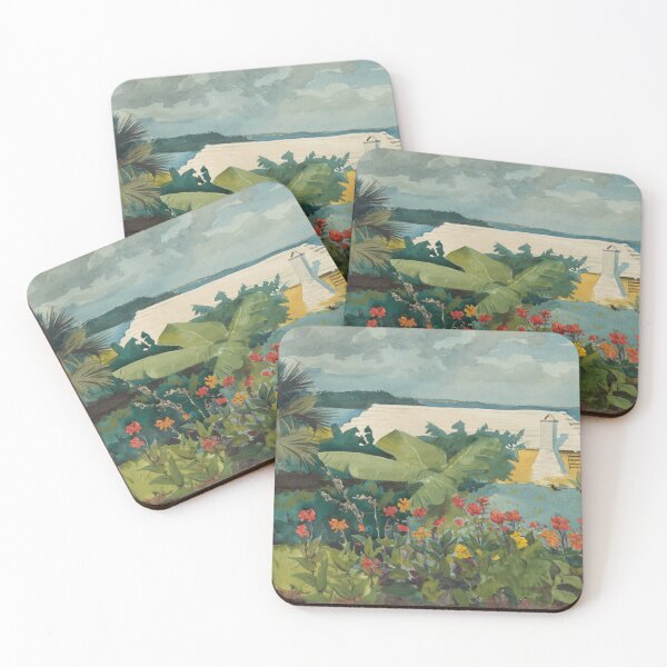Item preview, Flower Garden and Bungalow, vintage oil painting designed and sold by art-and-sticker.