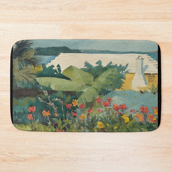 Item preview, Flower Garden and Bungalow, vintage oil painting designed and sold by art-and-sticker.