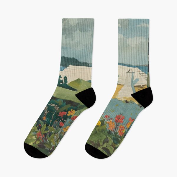 Item preview, Flower Garden and Bungalow, vintage oil painting designed and sold by art-and-sticker.
