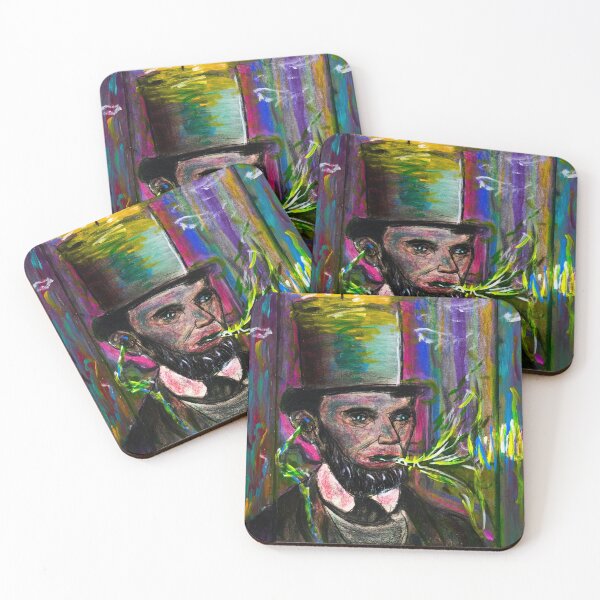 Artikelvorschau, psychedelischer US-Präsident Abraham Lincoln mit Trippy-Zylinder und Regenbogen-Halo entworfen und verkauft von Followthedon.