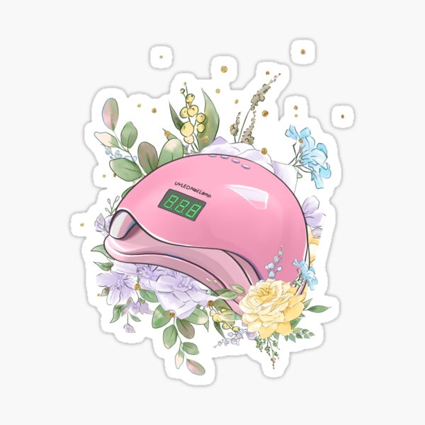 Nail pink UV lamp decorated with flowers Sticker