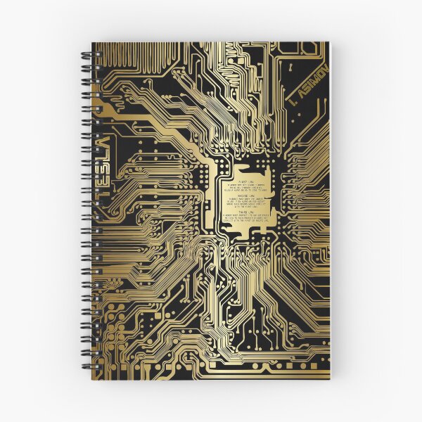 Item preview, Gold color gradient computer electronic circuit, Asimov tribute. designed and sold by angelisart.