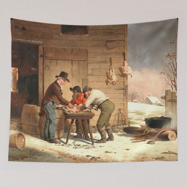 Item preview, Plucking birds for Christmas vintage painting designed and sold by Lady-Frost.