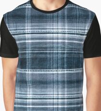 Navy blue checked cotton cloth Graphic T-Shirt