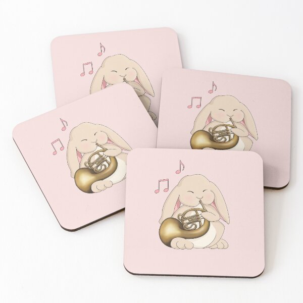 Item preview, Cute Bunny Playing French Horn - on Pink designed and sold by Jazznote.