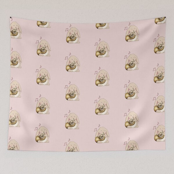 Item preview, Cute Bunny Playing French Horn - on Pink designed and sold by Jazznote.