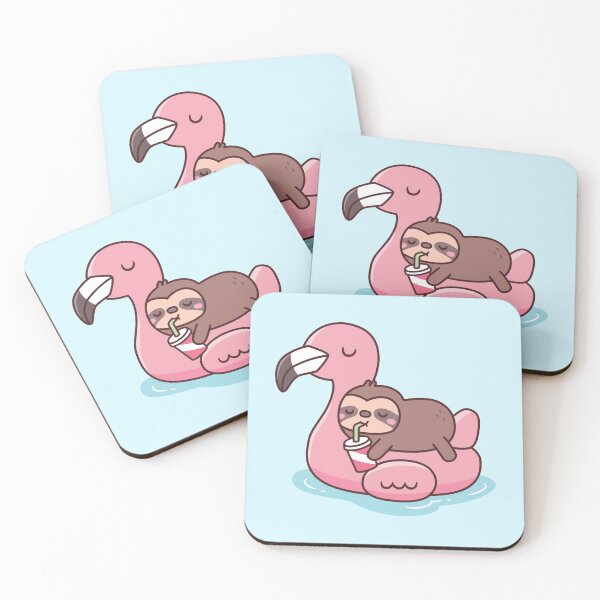 Item preview, Cute Little Sloth Chilling On Flamingo Pool Float designed and sold by rustydoodle.
