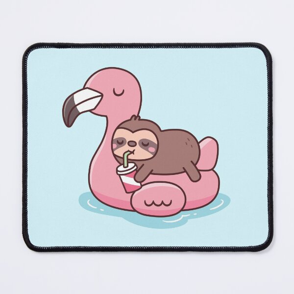 Artikelvorschau, Niedliches kleines Faultier, das auf einem Flamingo-Pool-Schwimmring chillt entworfen und verkauft von rustydoodle.