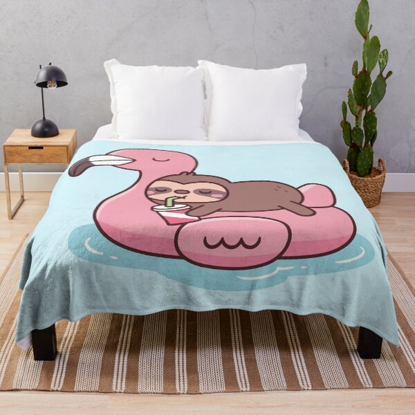 Item preview, Cute Little Sloth Chilling On Flamingo Pool Float designed and sold by rustydoodle.