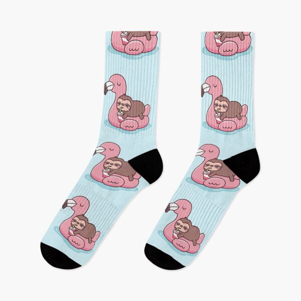 Item preview, Cute Little Sloth Chilling On Flamingo Pool Float designed and sold by rustydoodle.