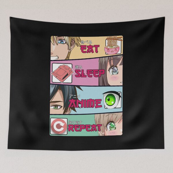 Item preview, Kawaii Girl love Eat Sleep Anime japanese ramen soup funny quotes designed and sold by BrennaEirlys.