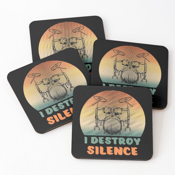Item preview, Funny Drummer I Destroy Silence Retro Vintage Drums designed and sold by geminivibe.