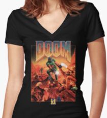 Doom - 1993 Poster PC FPS Women's Fitted V-Neck T-Shirt