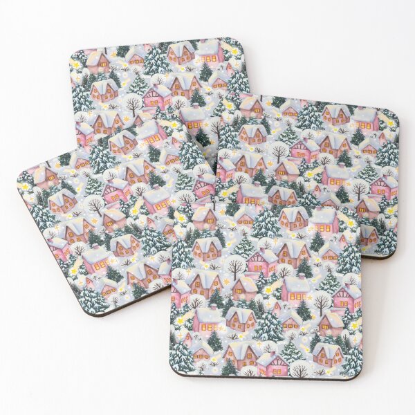 Item preview, Winter snowy houses - pink designed and sold by janeferwong.