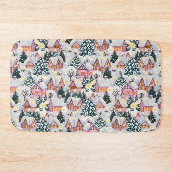 Item preview, Winter snowy houses - pink designed and sold by janeferwong.