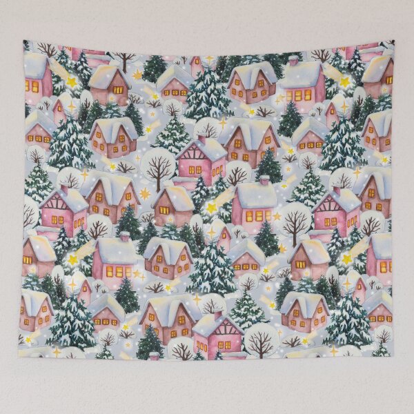 Item preview, Winter snowy houses - pink designed and sold by janeferwong.