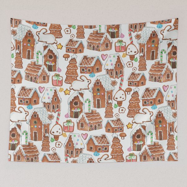 Item preview, Snowy gingerbread houses - white designed and sold by janeferwong.