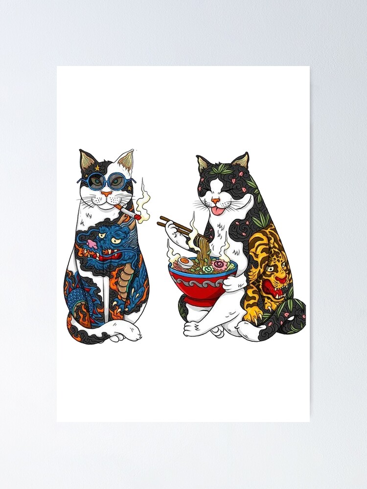 "yakuza cats" Poster for Sale by linesmachines Redbubble