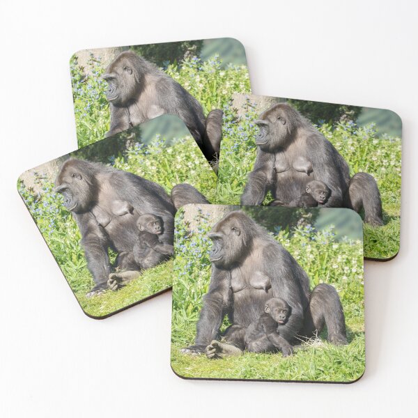 Item preview, Gorilla Baby In Mother's Arm designed and sold by rawshutterbug.