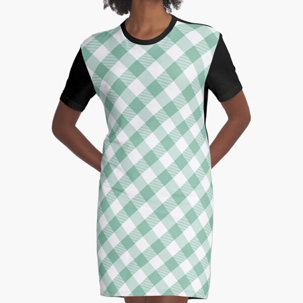 Abstract plaid check pattern in the light green color Graphic T-Shirt Dress