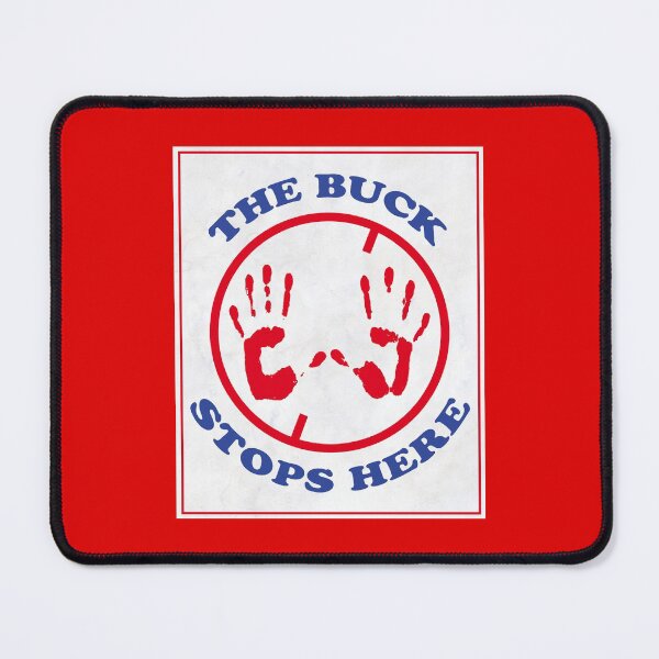 Item preview, "The buck stops here" red and blue design designed and sold by Lolly's Lane Shoppe.