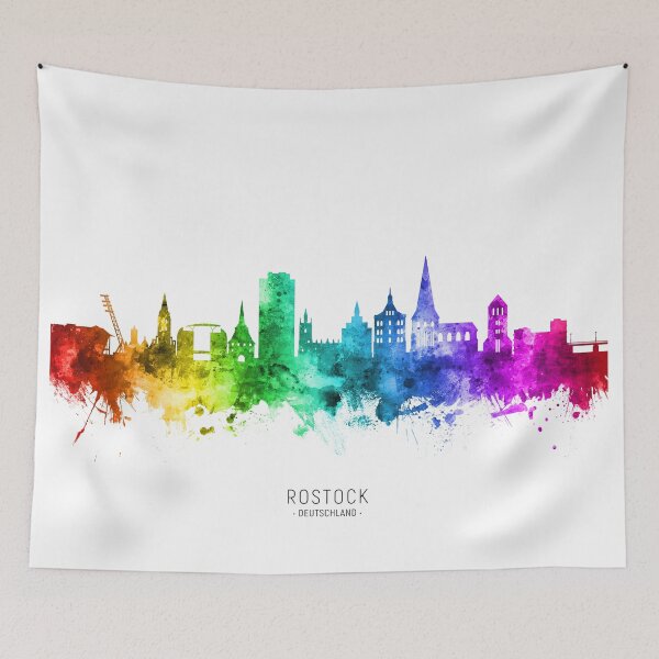 Item preview, Rostock Germany Skyline designed and sold by ArtPrints.