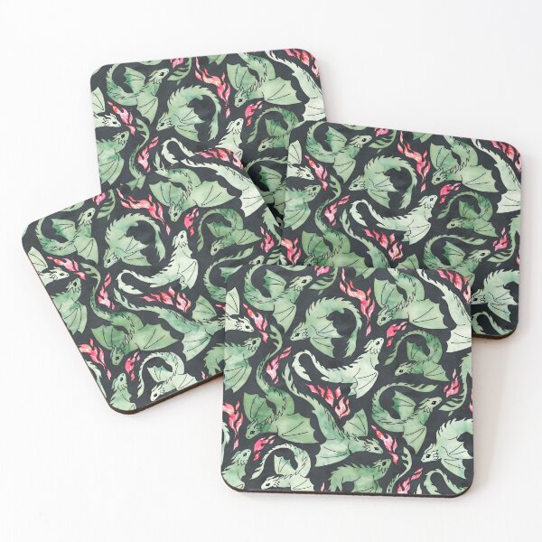 Item preview, Dragon fire dark green on black designed and sold by adenaJ.