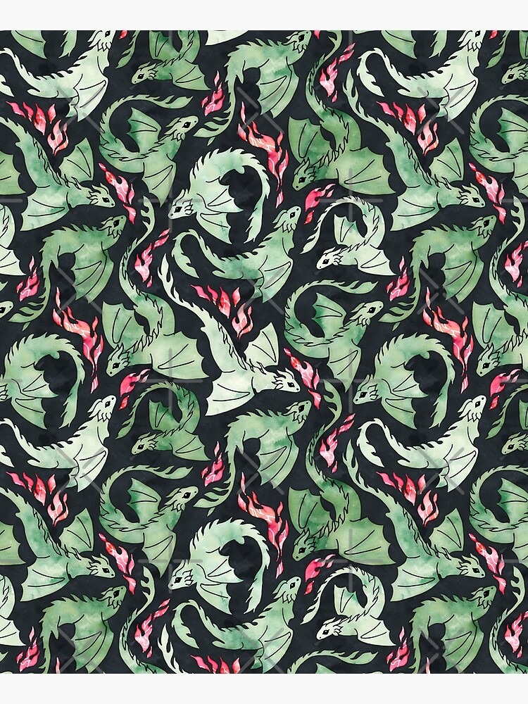 Dragon fire dark green on black by adenaJ