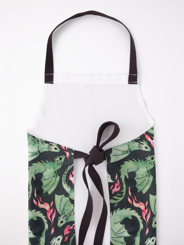Alternate view of Dragon fire dark green on black Apron