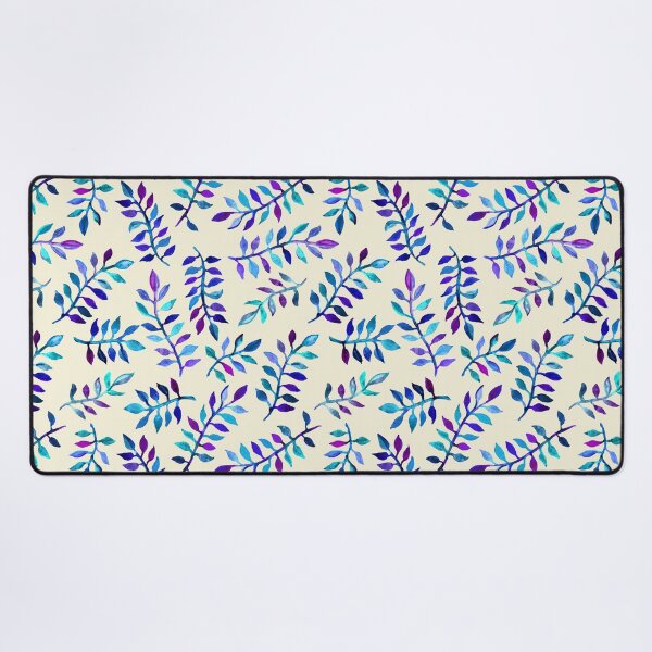 Item preview, Hand Painted Purple & Aqua Leaf Pattern on Cream designed and sold by micklyn.