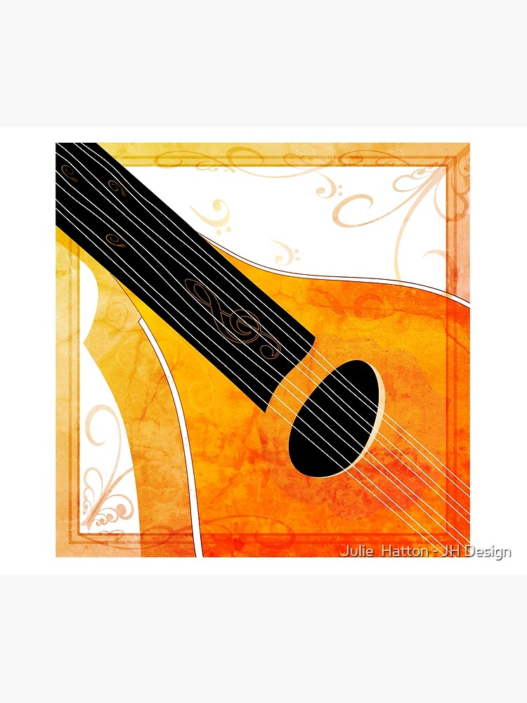 Thumbnail 5 of 5, Comforter, Bouzouki stringed musical instrument illustration designed and sold by Julie  Hatton - JH Design.
